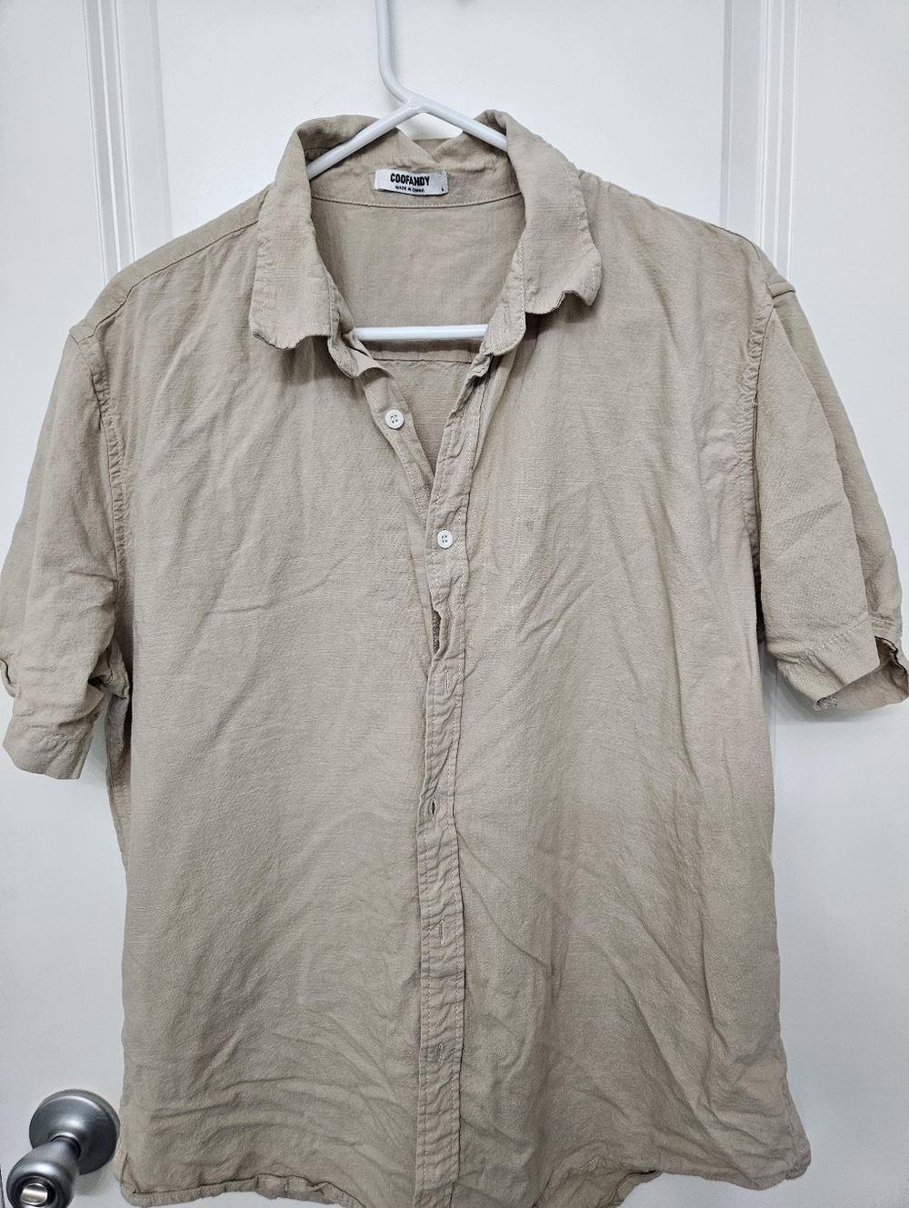 Coofandy Men's Casual Short-Sleeve Button-Down Large
